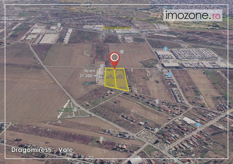 Dragomiresti Vale, langa Centura, teren 15.600 mp, 28 E/mp.